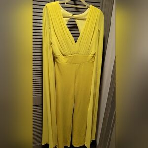 Yellow elegant evening jumpsuit.